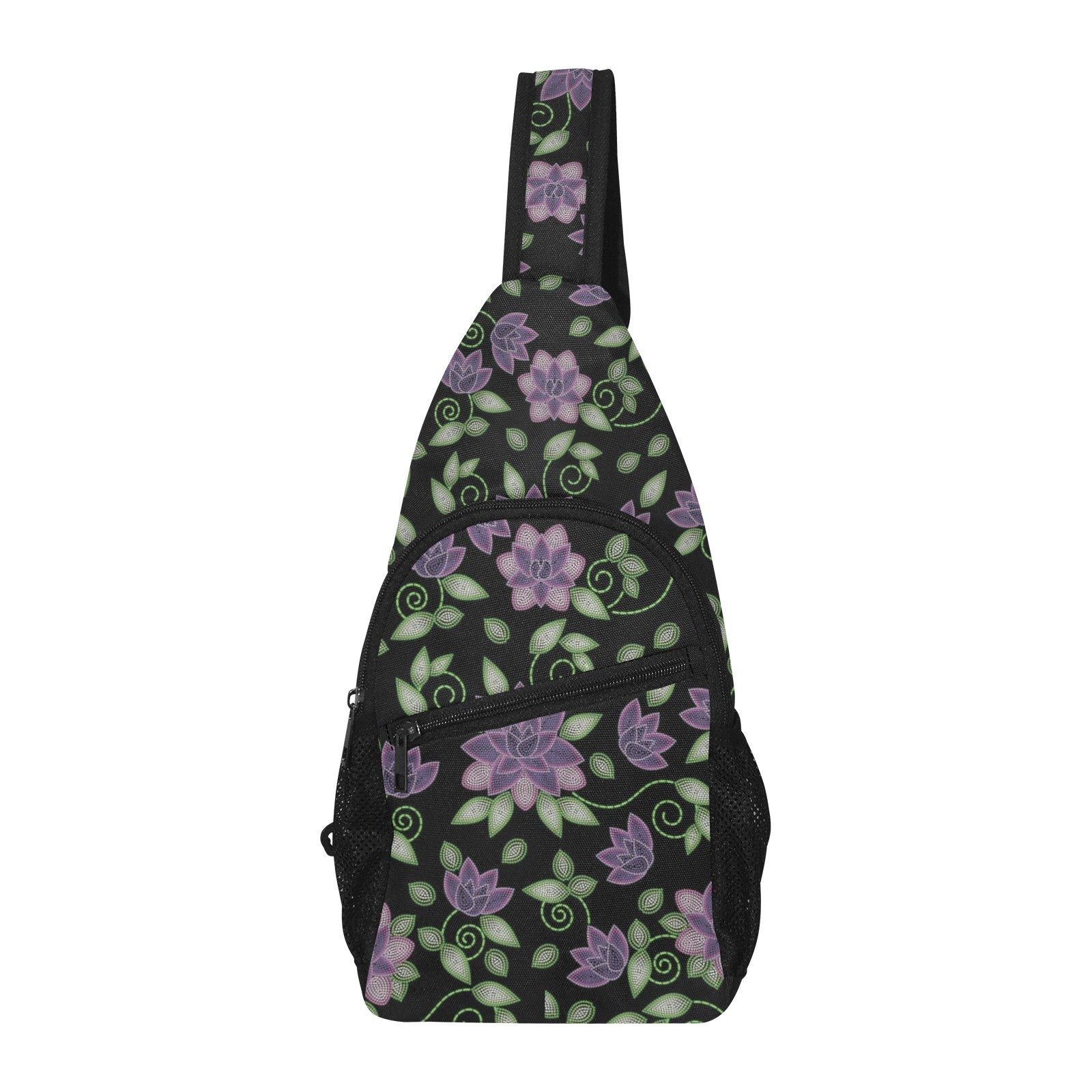Purple Beaded Rose All Over Print Chest Bag (Model 1719) All Over Print Chest Bag (1719) e-joyer 