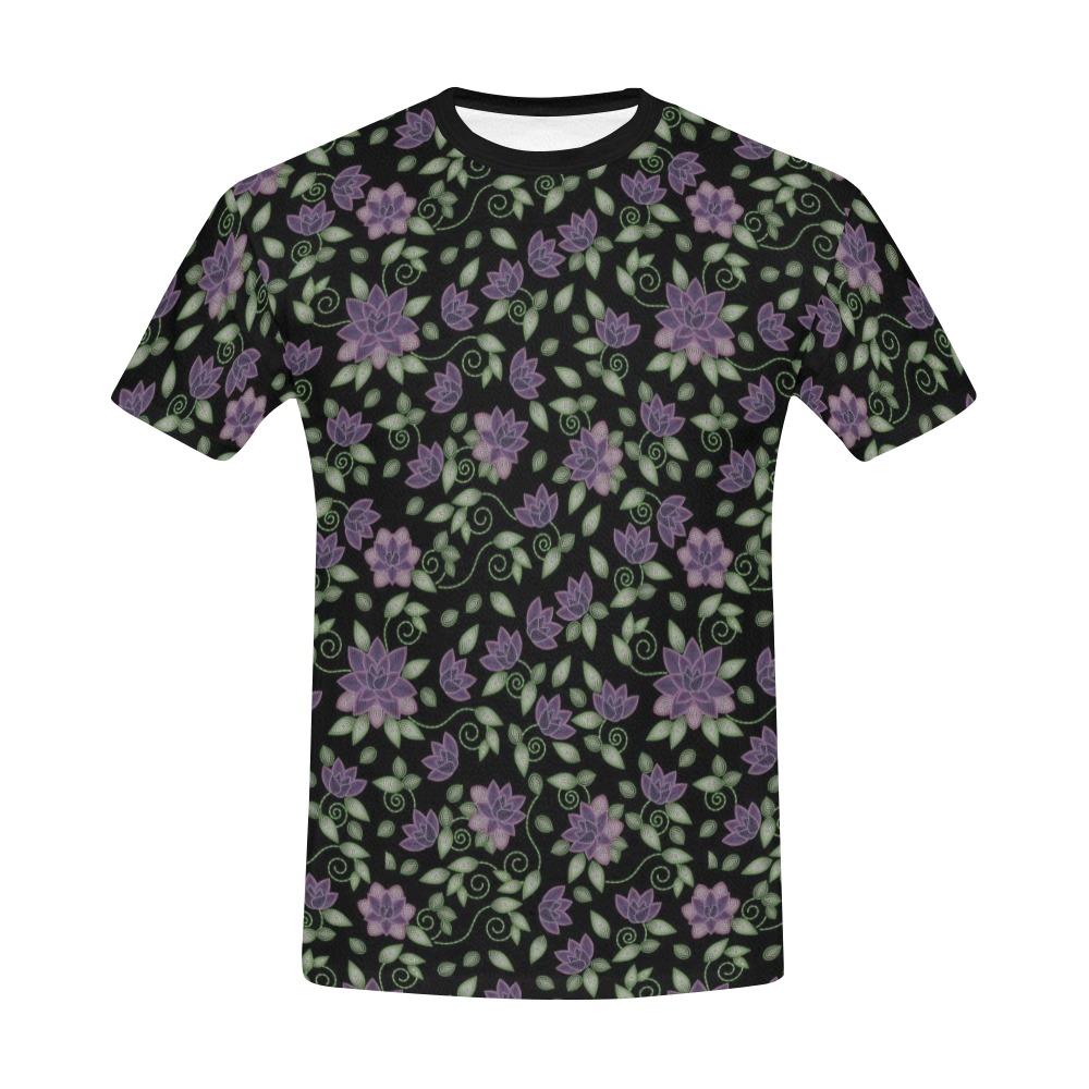 Purple Beaded Rose All Over Print T-Shirt for Men (USA Size) (Model T40) All Over Print T-Shirt for Men (T40) e-joyer 