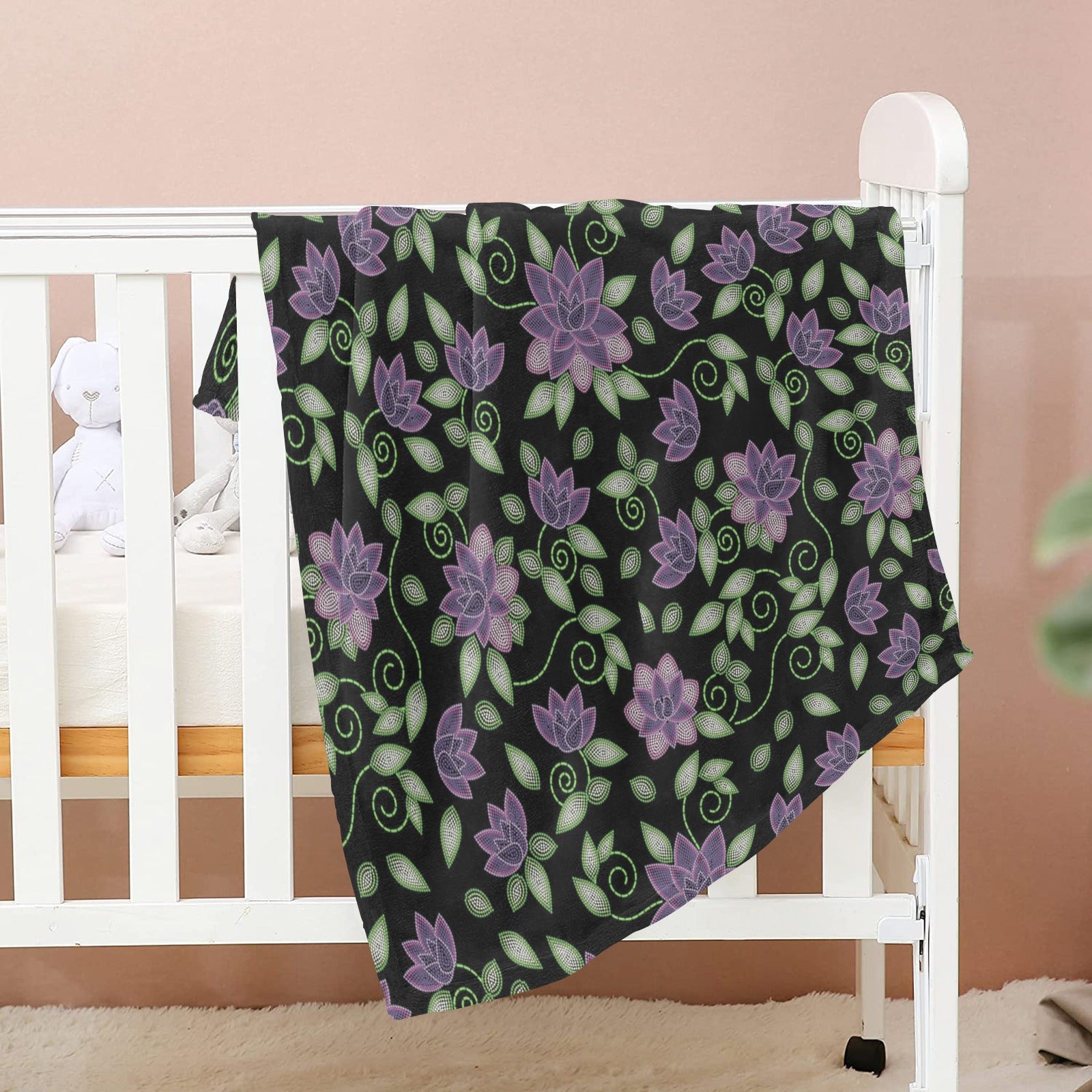Purple Beaded Rose Baby Blanket 40"x50" Baby Blanket 40"x50" e-joyer 