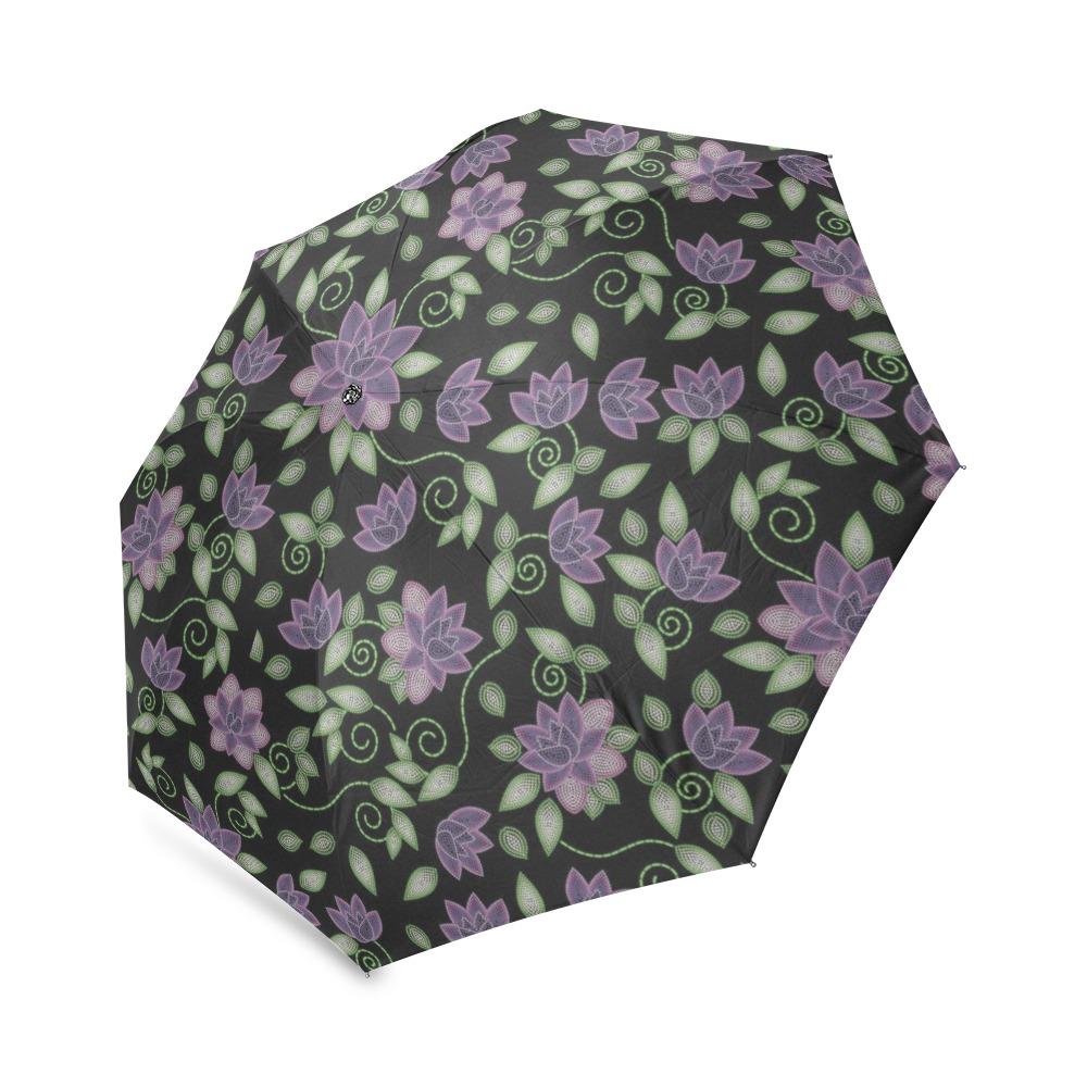Purple Beaded Rose Foldable Umbrella (Model U01) Foldable Umbrella e-joyer 
