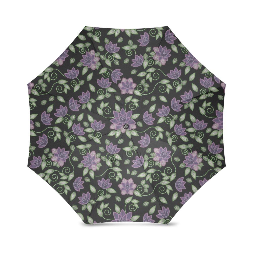 Purple Beaded Rose Foldable Umbrella (Model U01) Foldable Umbrella e-joyer 