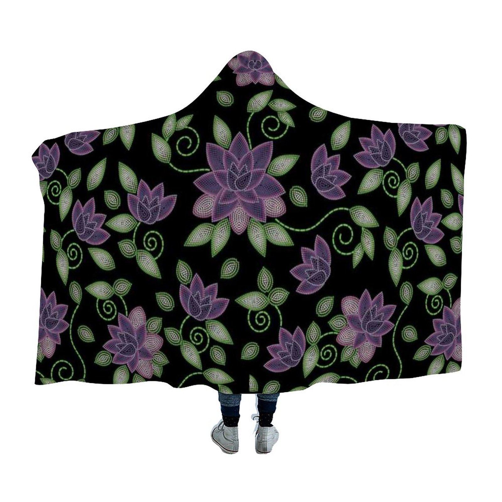 Purple Beaded Rose Hooded Blanket blanket 49 Dzine 