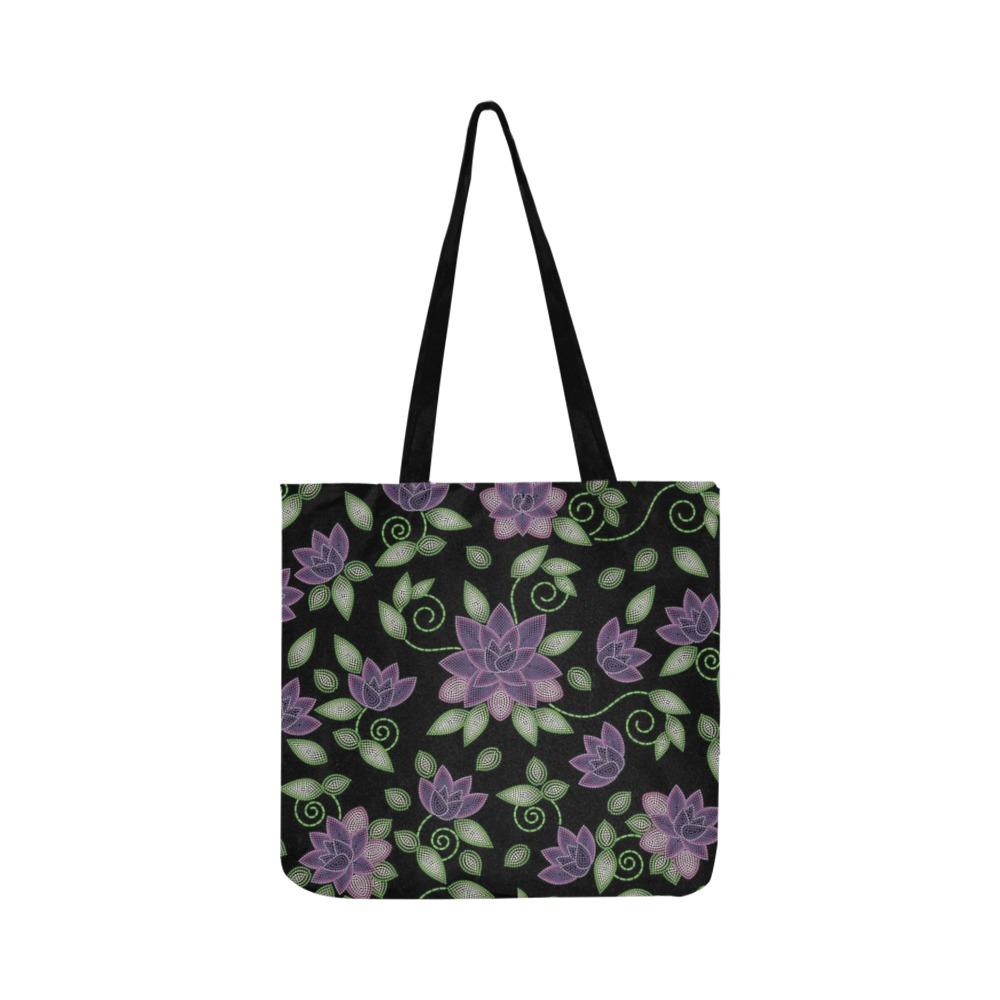 Purple Beaded Rose Reusable Shopping Bag Model 1660 (Two sides) Shopping Tote Bag (1660) e-joyer 