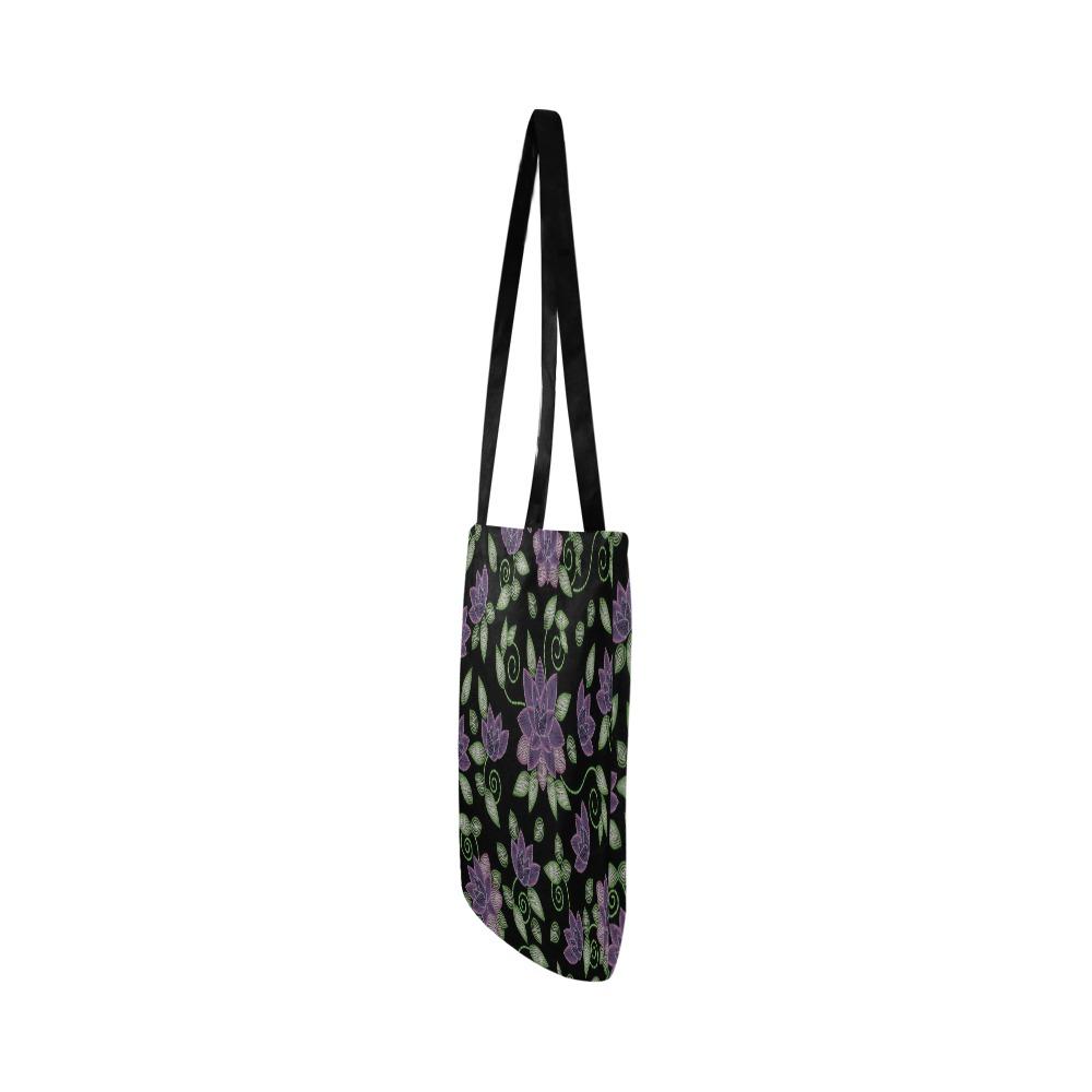 Purple Beaded Rose Reusable Shopping Bag Model 1660 (Two sides) Shopping Tote Bag (1660) e-joyer 