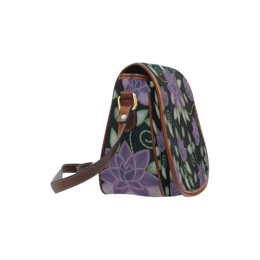Purple Beaded Rose Saddle Bag/Large (Model 1649) bag e-joyer 