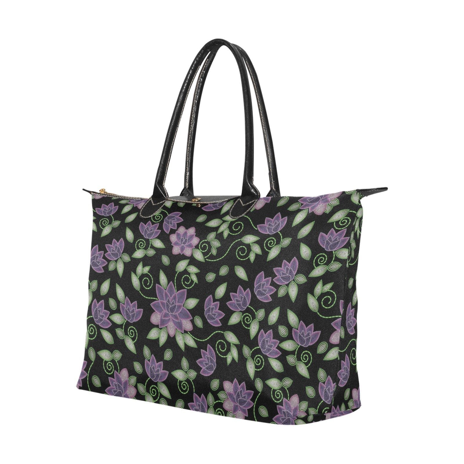 Purple Beaded Rose Single-Shoulder Lady Handbag (Model 1714) bag e-joyer 