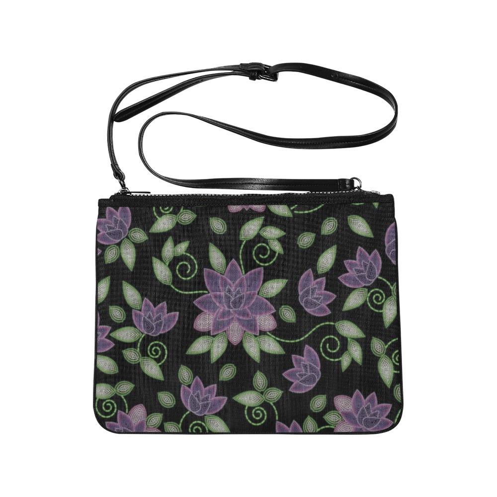 Purple Beaded Rose Slim Clutch Bag (Model 1668) Slim Clutch Bags (1668) e-joyer 