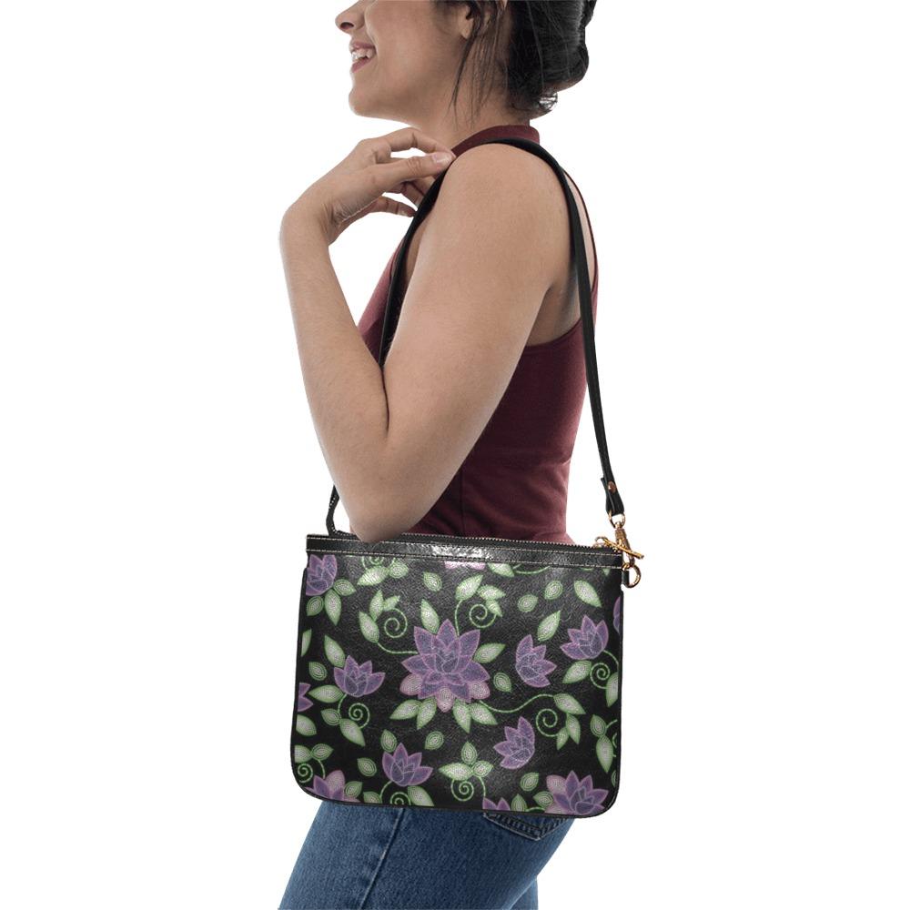 Purple Beaded Rose Small Shoulder Bag (Model 1710) Small Shoulder Bag (1710) e-joyer 