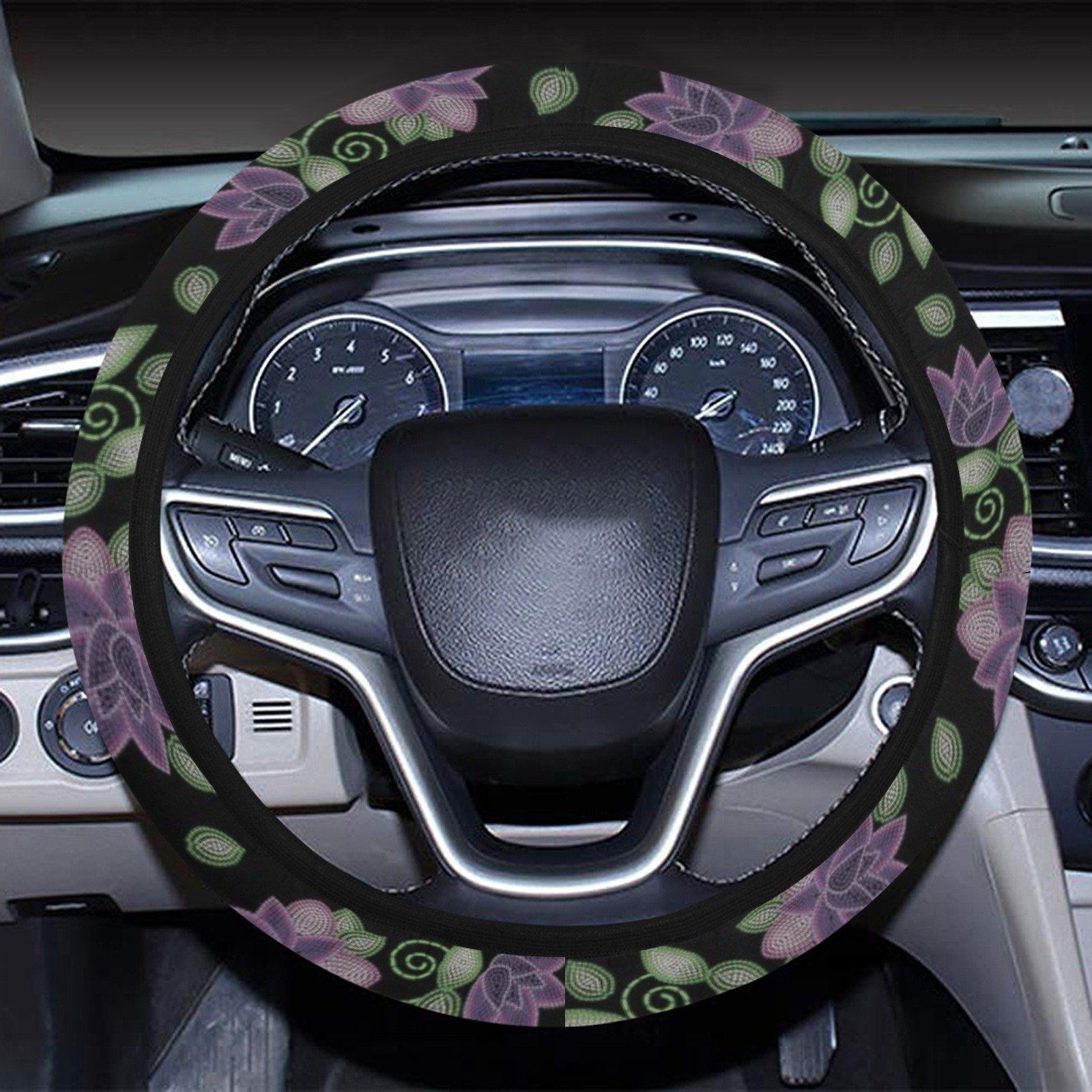 Purple Beaded Rose Steering Wheel Cover with Elastic Edge Steering Wheel Cover with Elastic Edge e-joyer 