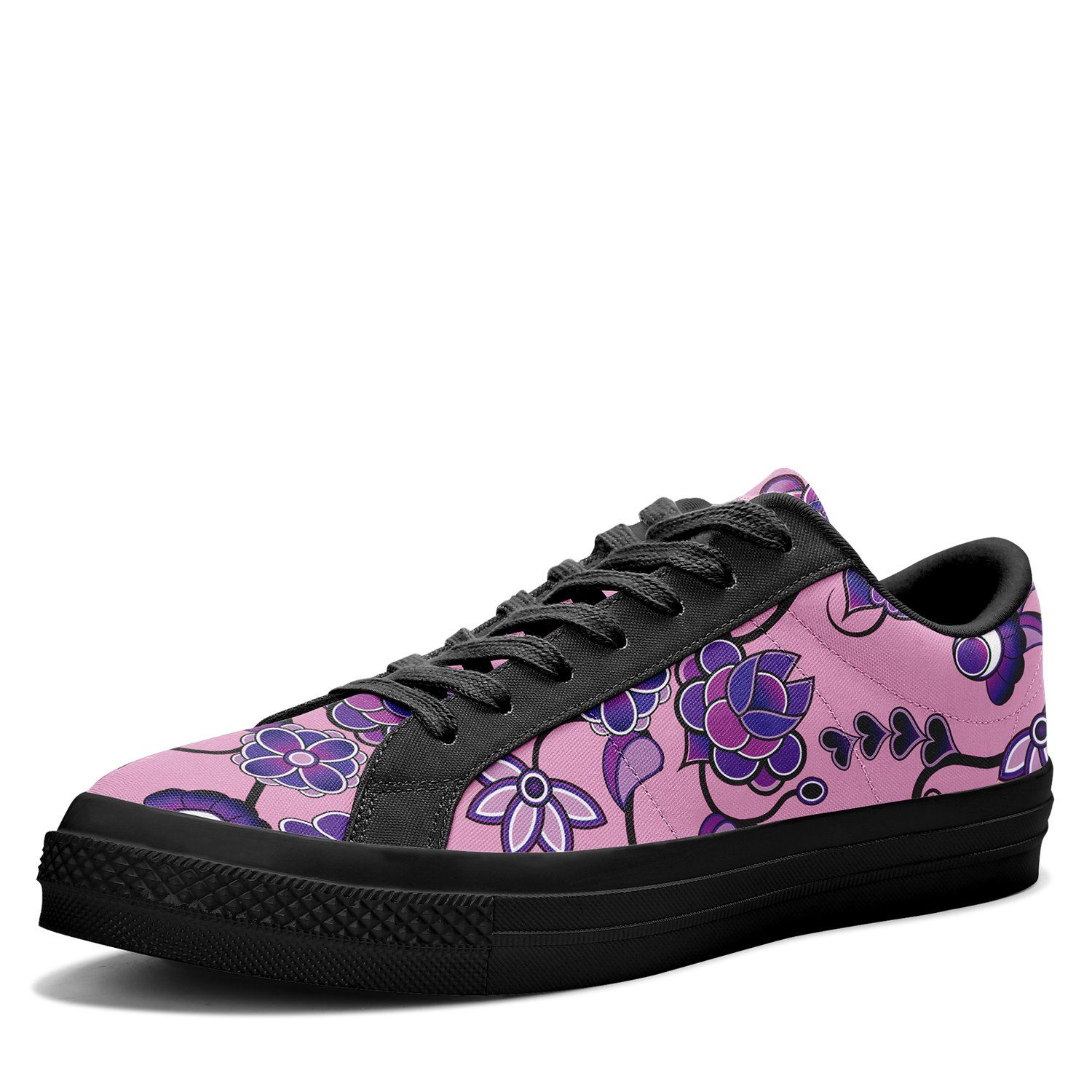 Purple Floral Amour Aapisi Low Top Canvas Shoes Black Sole aapisi Herman 