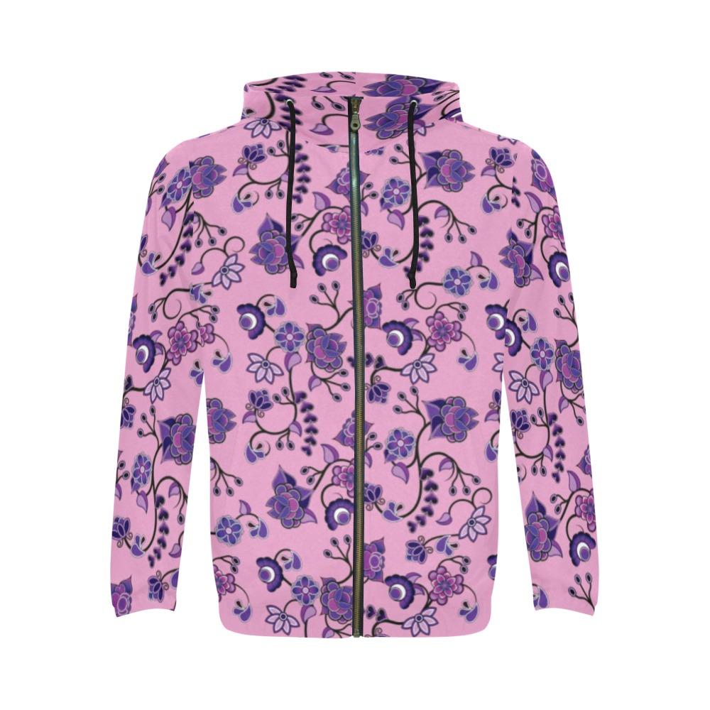 Purple Floral Amour All Over Print Full Zip Hoodie for Men (Model H14) All Over Print Full Zip Hoodie for Men (H14) e-joyer 