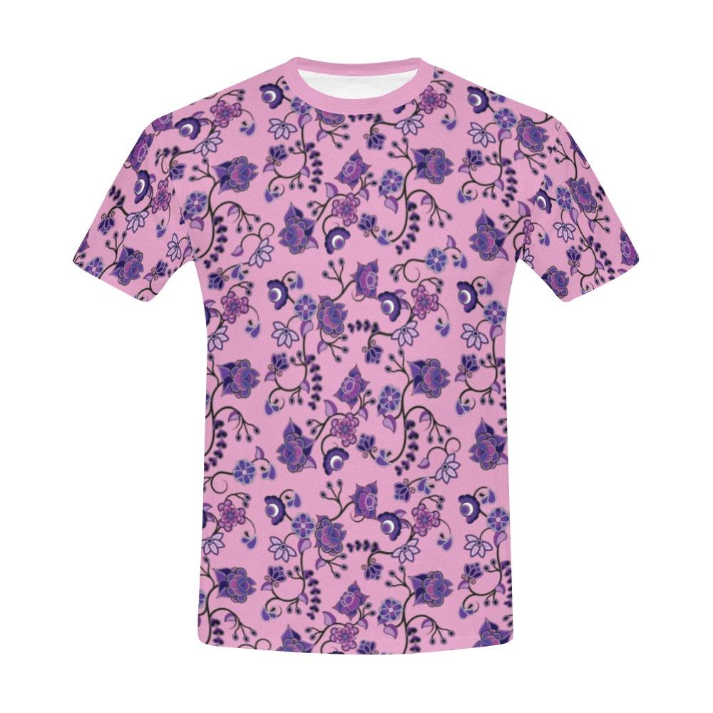 Purple Floral Amour All Over Print T-Shirt for Men (USA Size) (Model T40) All Over Print T-Shirt for Men (T40) e-joyer 