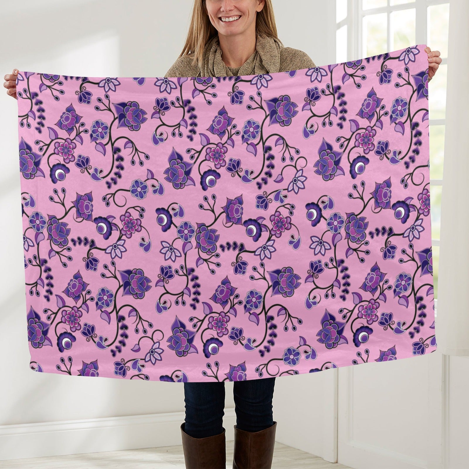 Purple Floral Amour Baby Blanket 40"x50" Baby Blanket 40"x50" e-joyer 