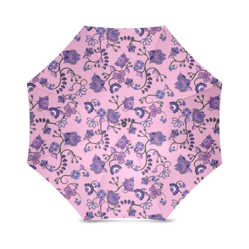 Purple Floral Amour Foldable Umbrella (Model U01) Foldable Umbrella e-joyer 