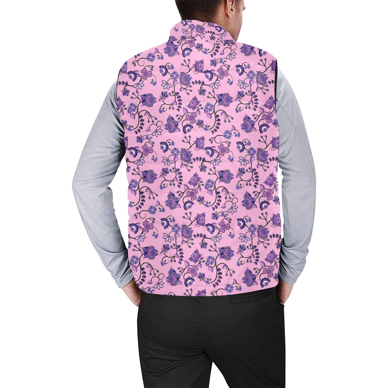 Purple Floral Amour Men's Padded Vest Jacket (Model H44) Men's Padded Vest Jacket (H44) e-joyer 