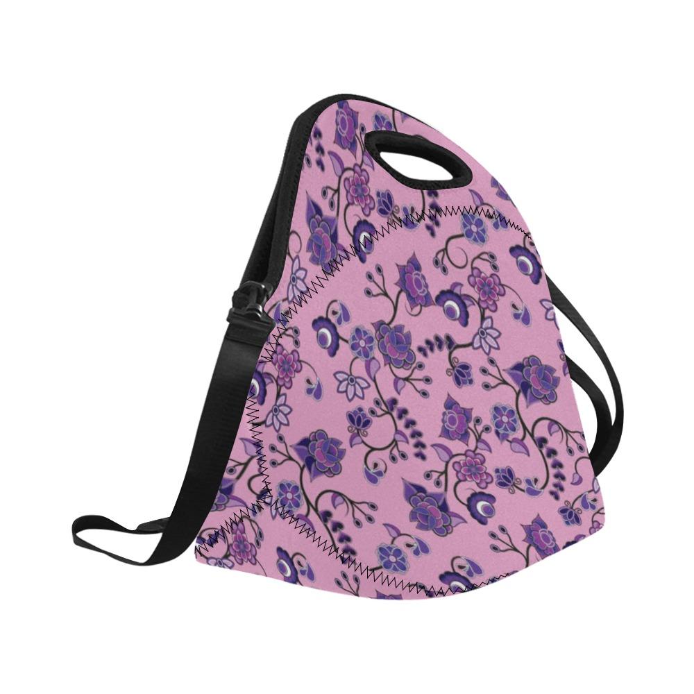 Purple Floral Amour Neoprene Lunch Bag/Large (Model 1669) bag e-joyer 