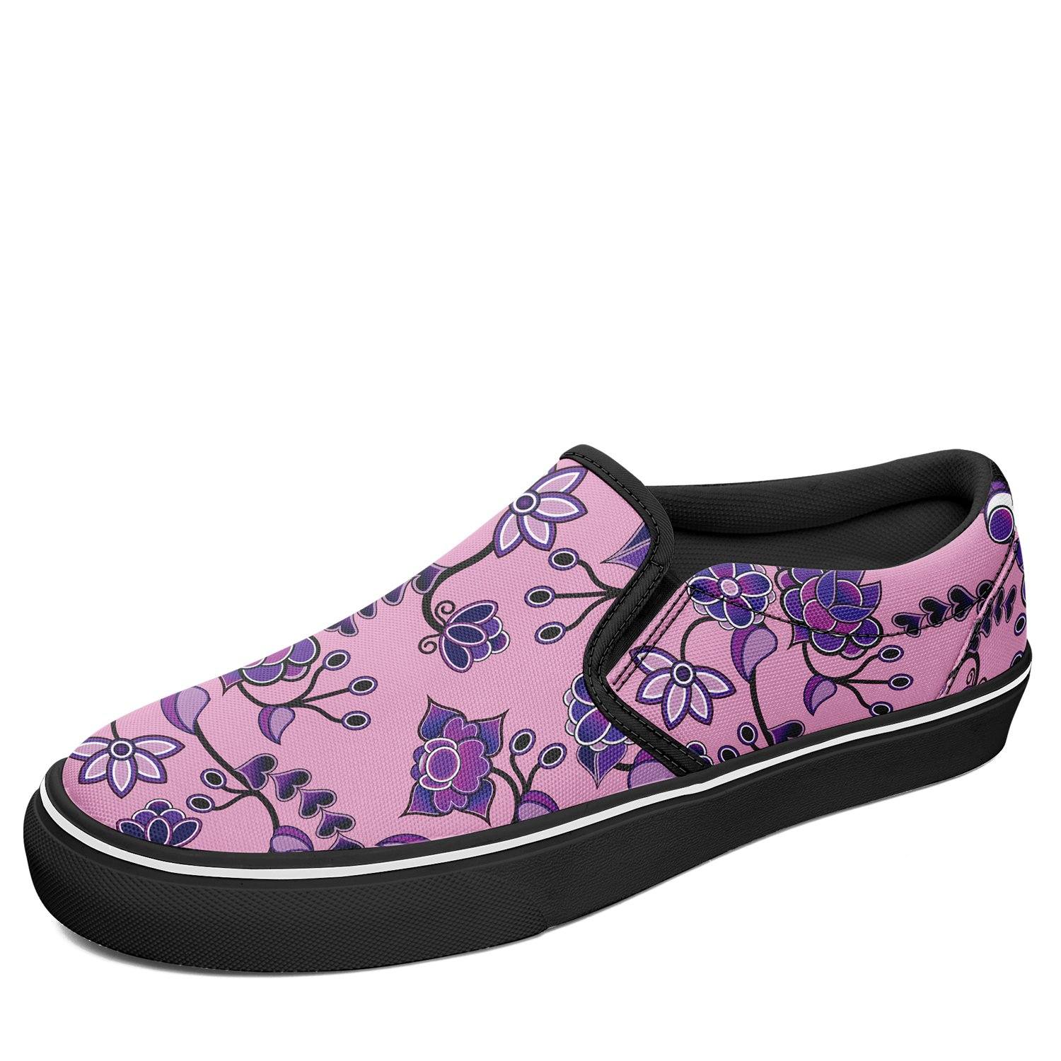 Purple Floral Amour Otoyimm Canvas Slip On Shoes otoyimm Herman US Youth 1 / EUR 32 Black Sole 