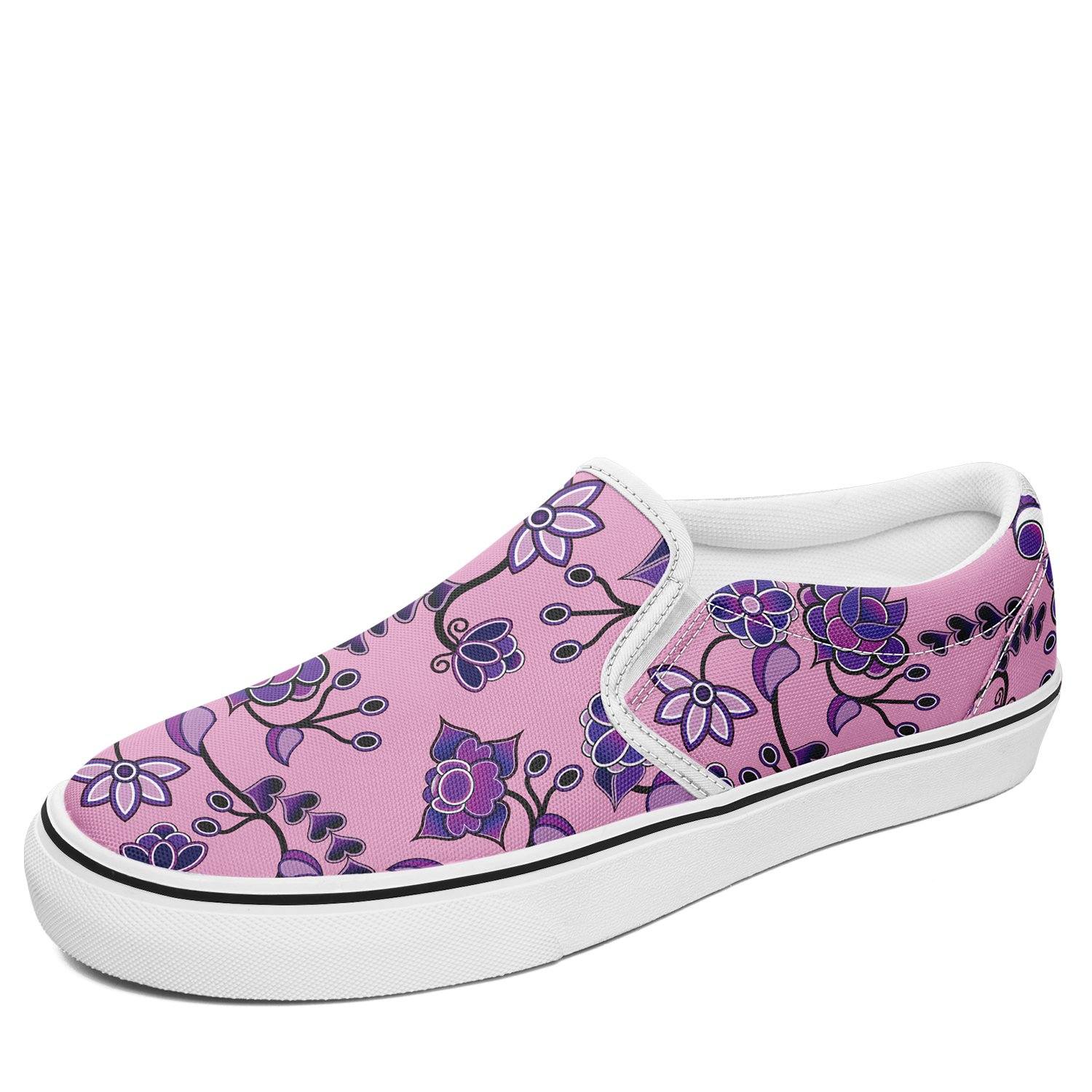 Purple Floral Amour Otoyimm Canvas Slip On Shoes otoyimm Herman US Youth 1 / EUR 32 White Sole 