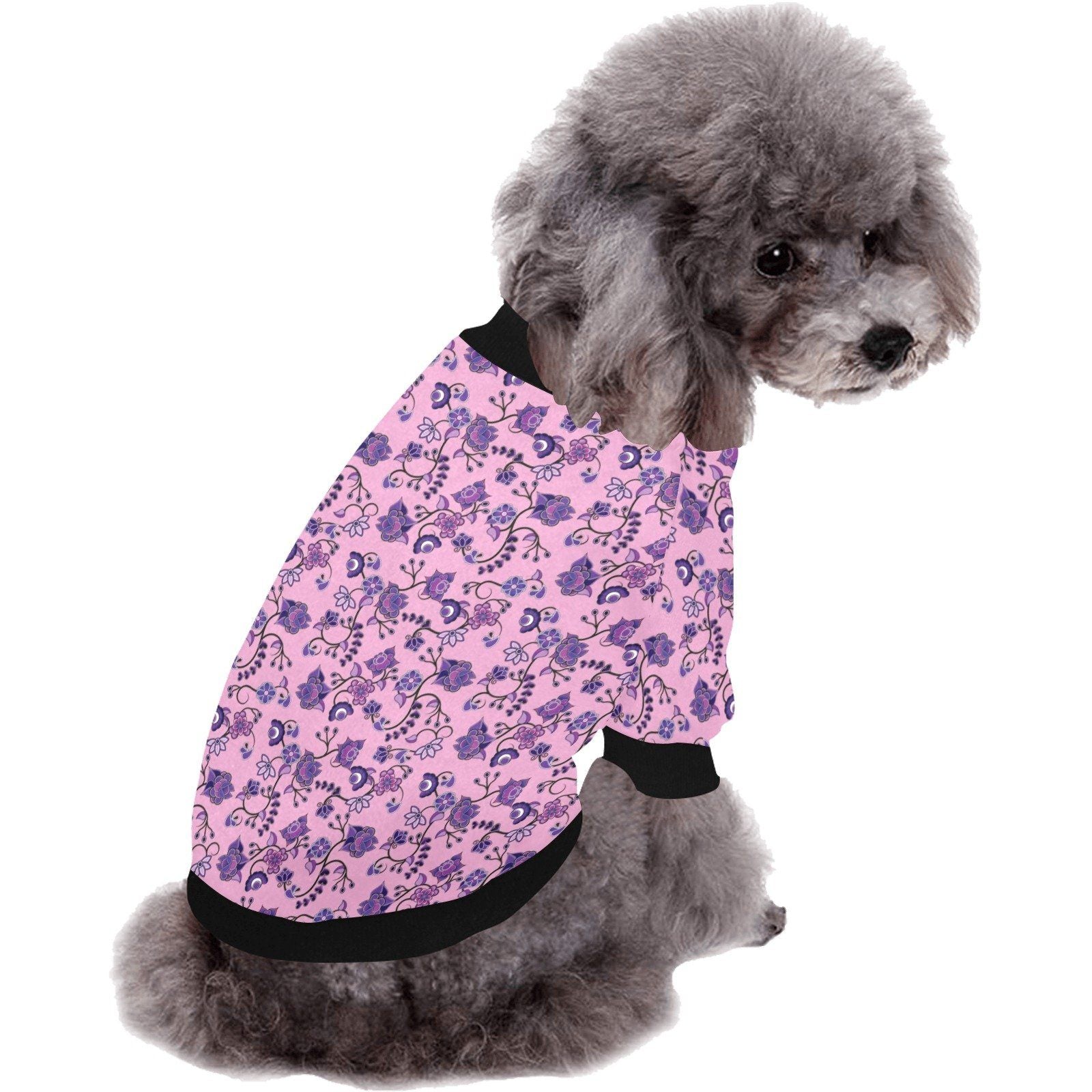 Purple Floral Amour Pet Dog Round Neck Shirt Pet Dog Round Neck Shirt e-joyer 