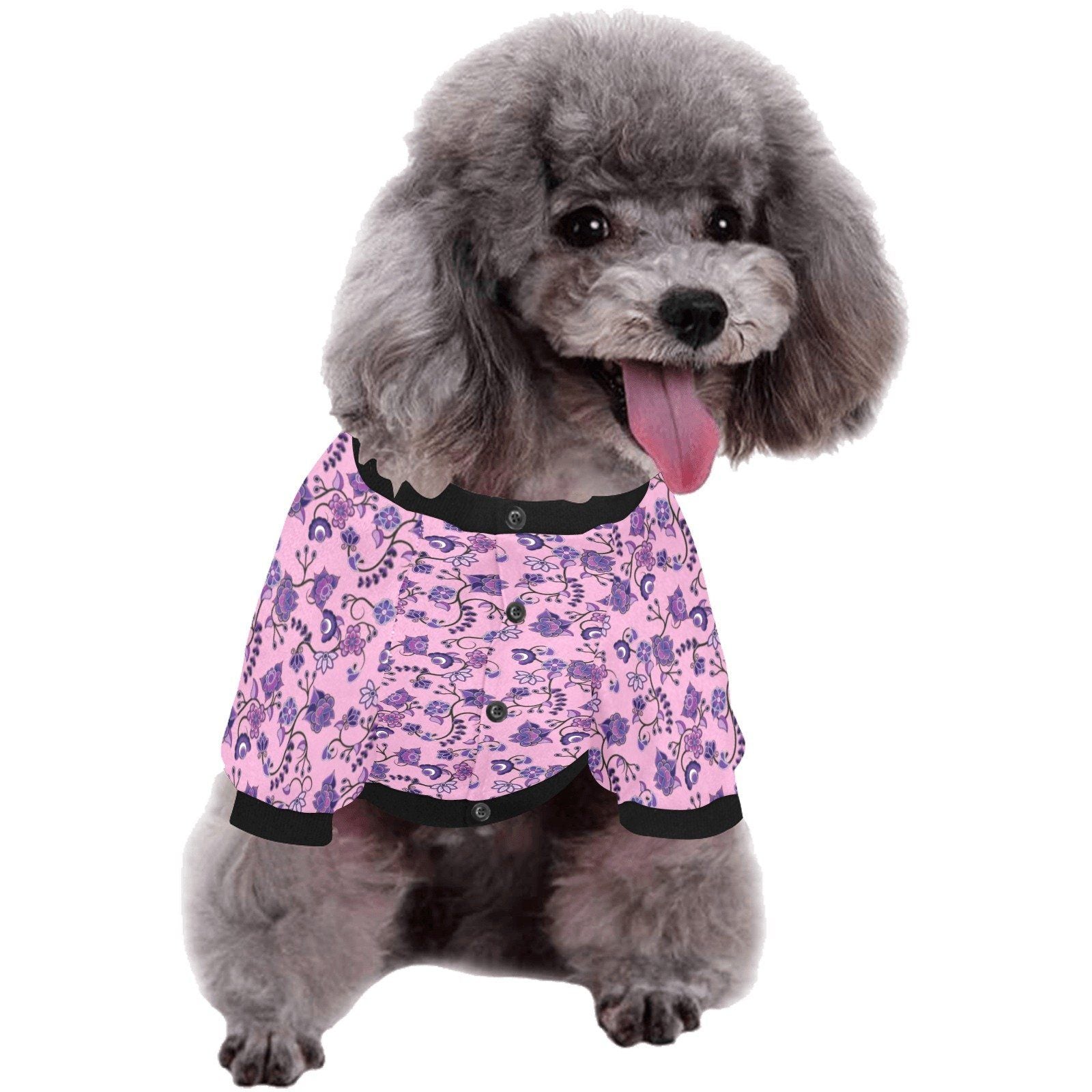 Purple Floral Amour Pet Dog Round Neck Shirt Pet Dog Round Neck Shirt e-joyer 