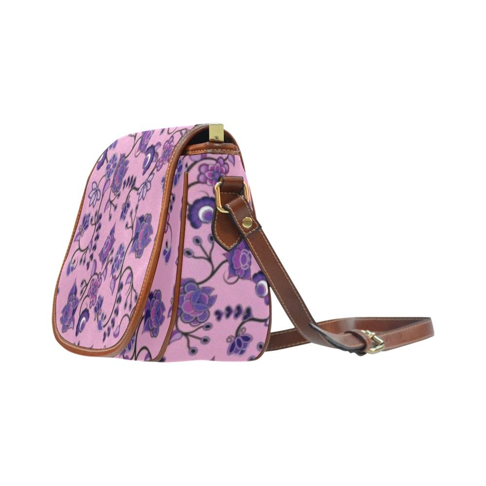 Purple Floral Amour Saddle Bag/Small (Model 1649) Full Customization bag e-joyer 