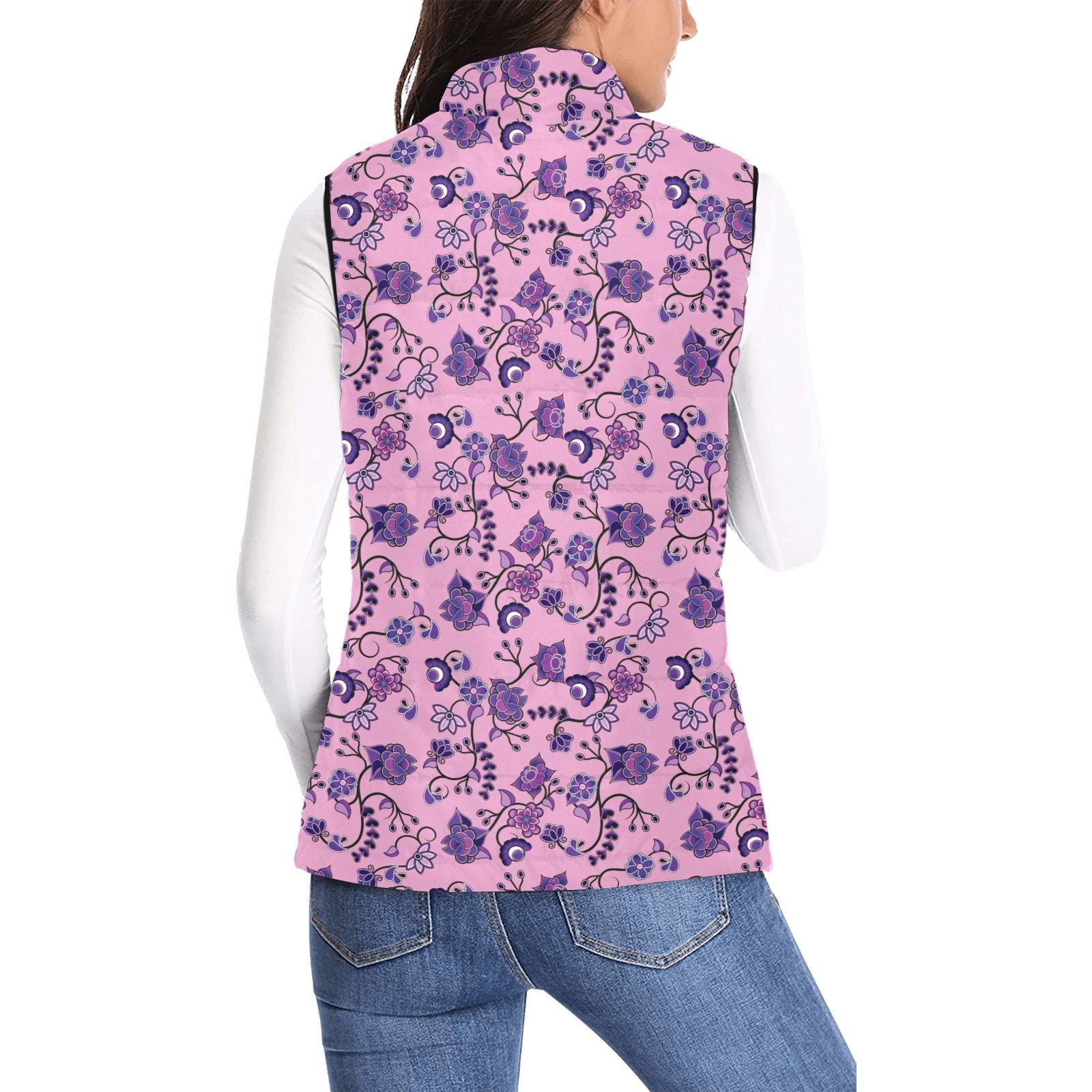Purple Floral Amour Women's Padded Vest Jacket (Model H44) Women's Padded Vest Jacket (H44) e-joyer 