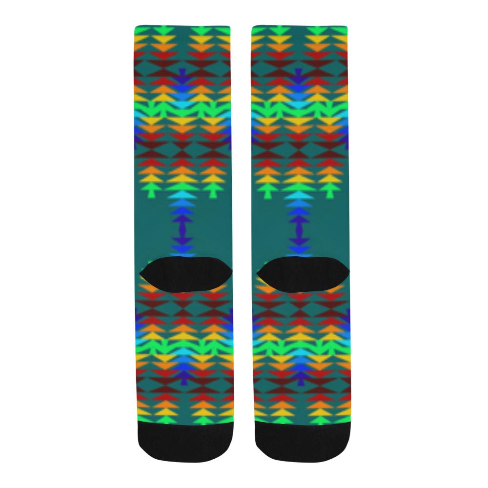 Rainbow Sage with Eagle Feather Trouser Socks Trouser Socks e-joyer 