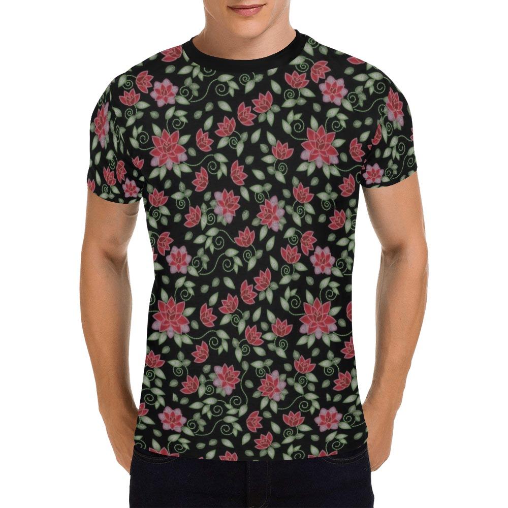 Red Beaded Rose All Over Print T-Shirt for Men (USA Size) (Model T40) All Over Print T-Shirt for Men (T40) e-joyer 