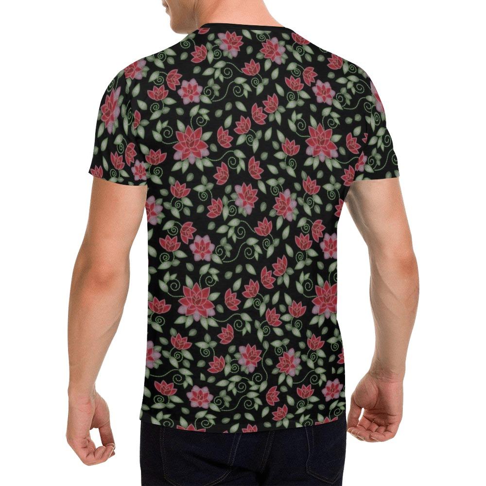 Red Beaded Rose All Over Print T-Shirt for Men (USA Size) (Model T40) All Over Print T-Shirt for Men (T40) e-joyer 