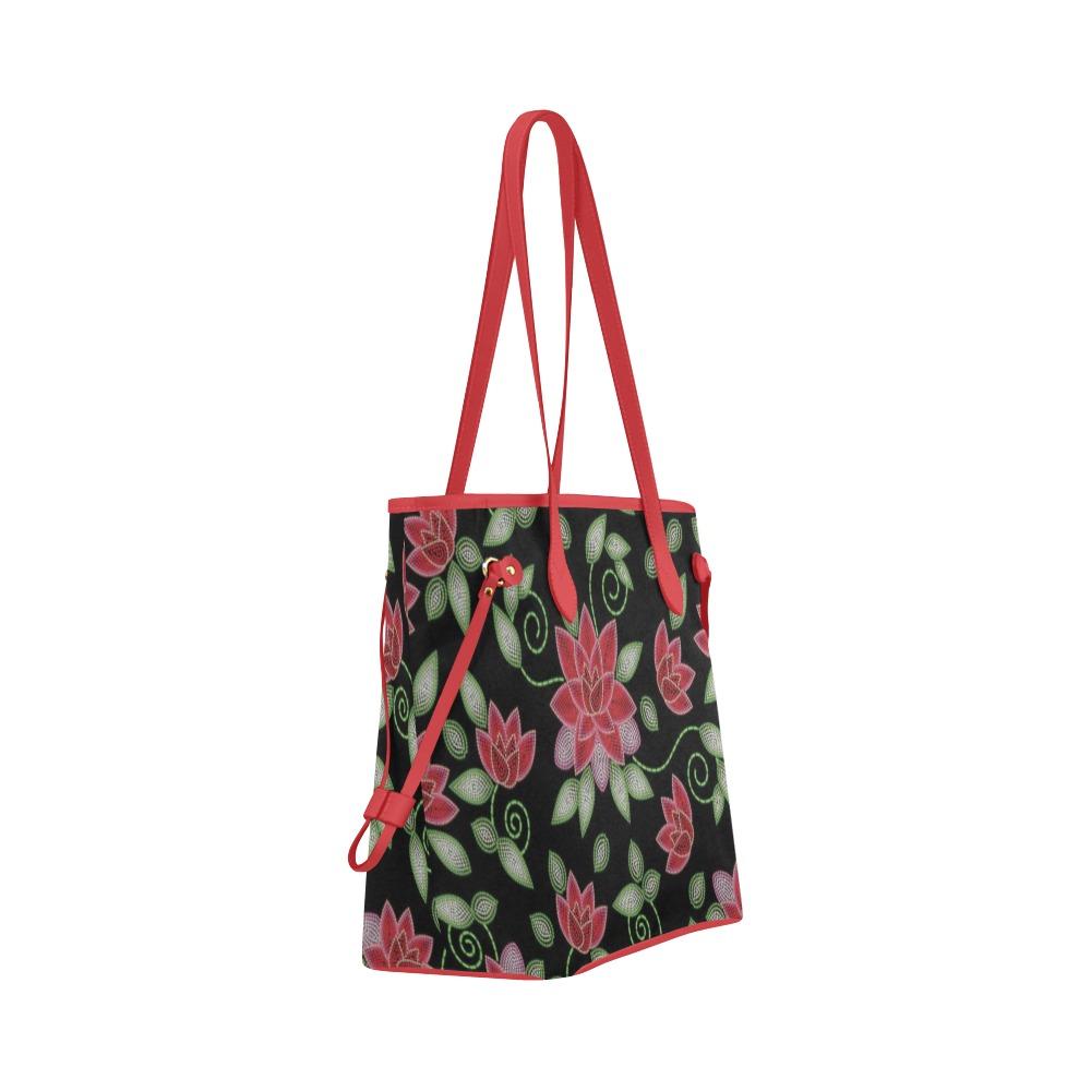 Red Beaded Rose Clover Canvas Tote Bag (Model 1661) Clover Canvas Tote Bag (1661) e-joyer 