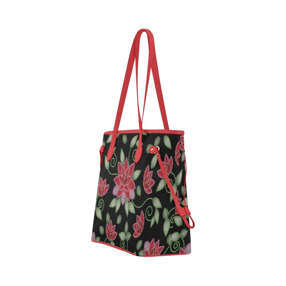 Red Beaded Rose Clover Canvas Tote Bag (Model 1661) Clover Canvas Tote Bag (1661) e-joyer 