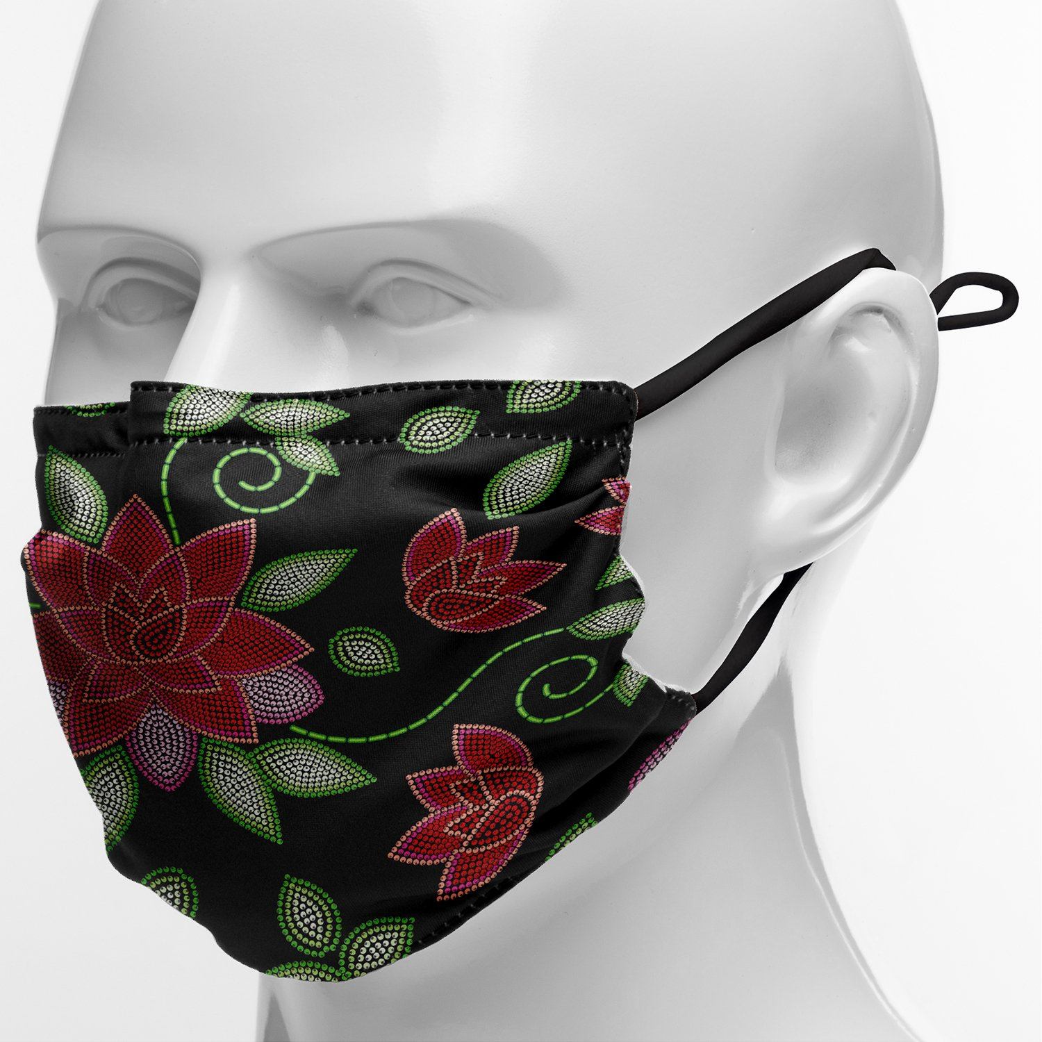 Red Beaded Rose Face Cover Herman 