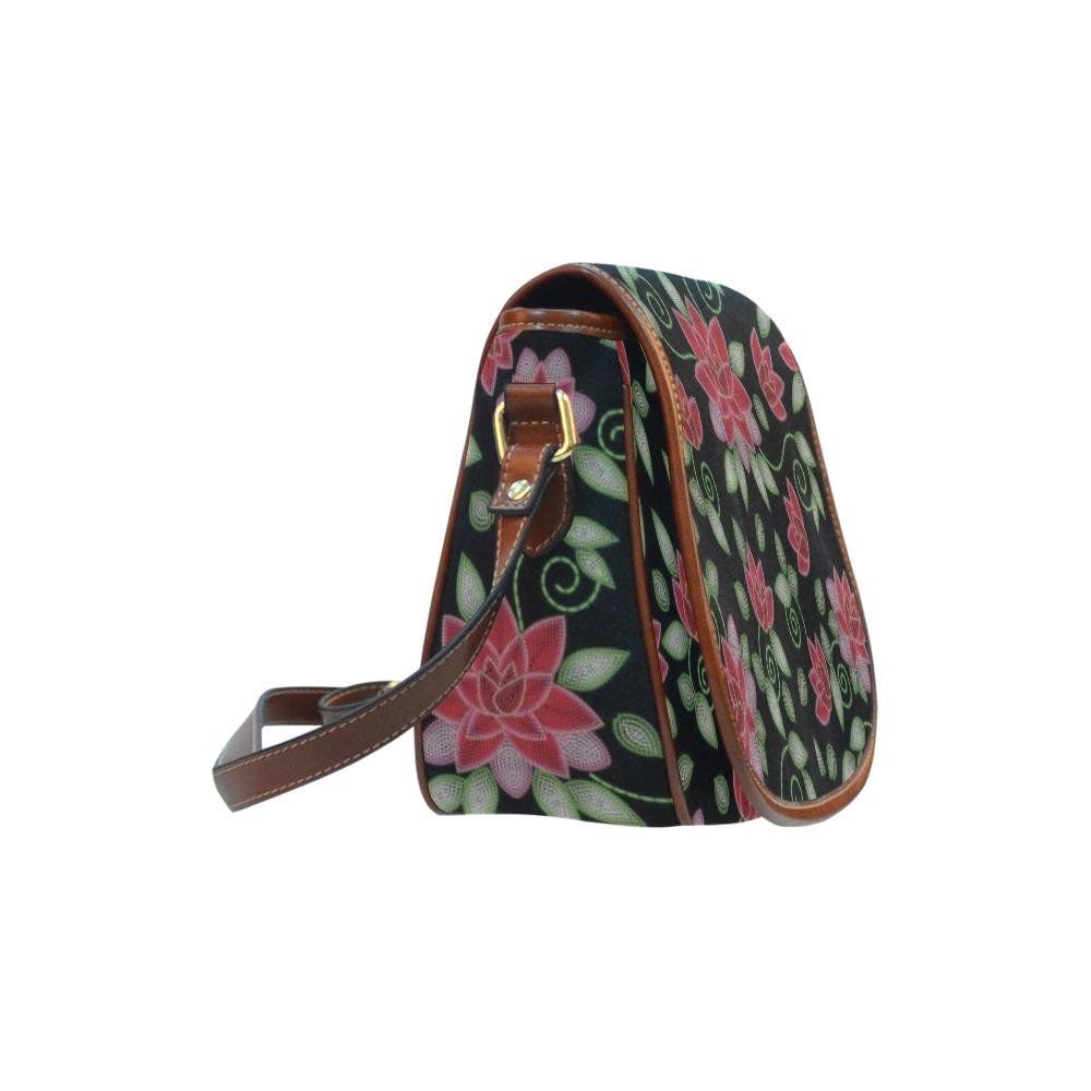 Red Beaded Rose Saddle Bag/Small (Model 1649) Full Customization bag e-joyer 