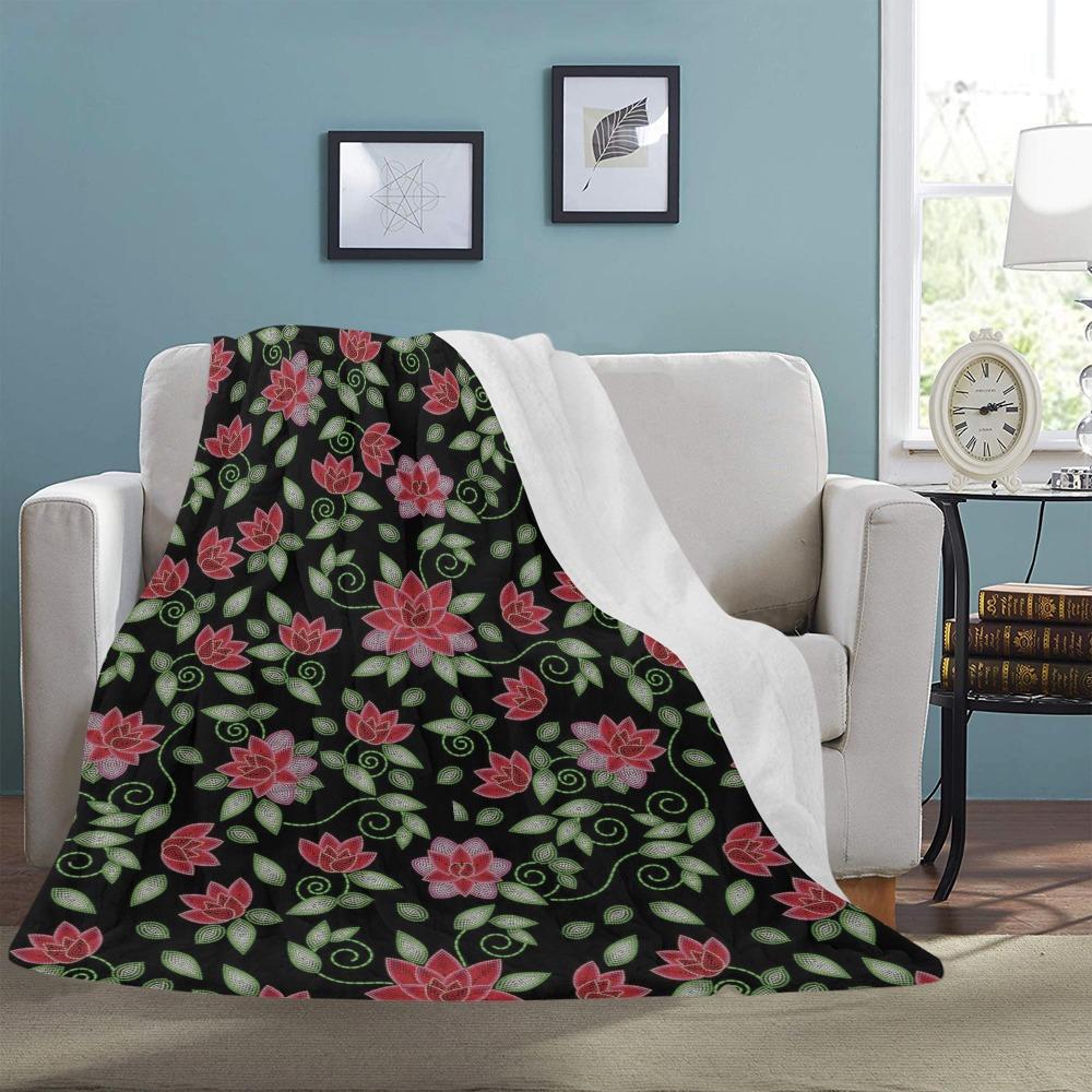 Red Beaded Rose Ultra-Soft Micro Fleece Blanket 60"x80" Ultra-Soft Blanket 60''x80'' e-joyer 