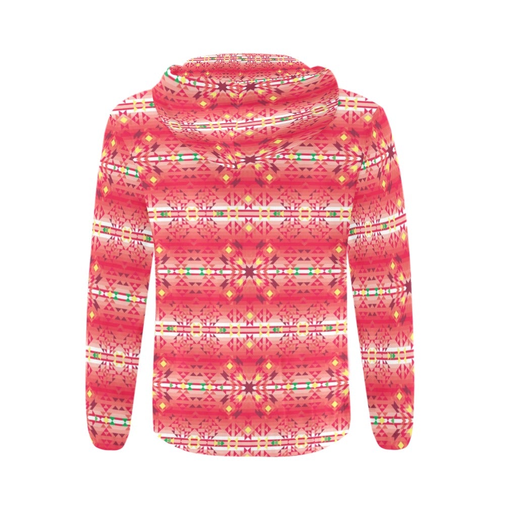 Red Pink Star All Over Print Full Zip Hoodie for Men (Model H14) hoodie e-joyer 