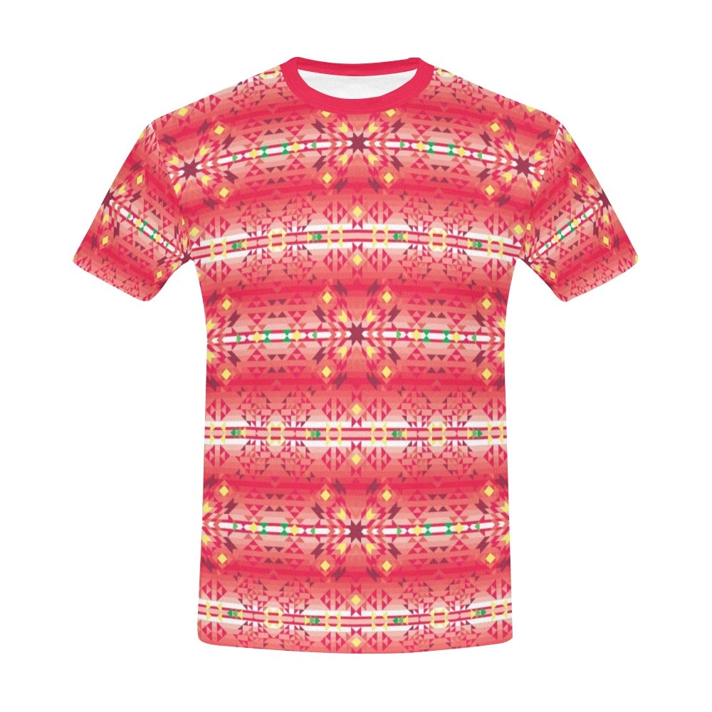 Red Pink Star All Over Print T-Shirt for Men (USA Size) (Model T40) All Over Print T-Shirt for Men (T40) e-joyer 