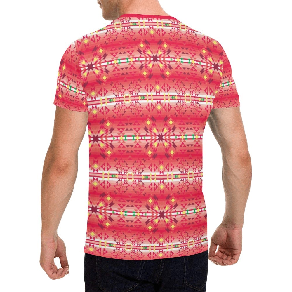 Red Pink Star All Over Print T-Shirt for Men (USA Size) (Model T40) All Over Print T-Shirt for Men (T40) e-joyer 