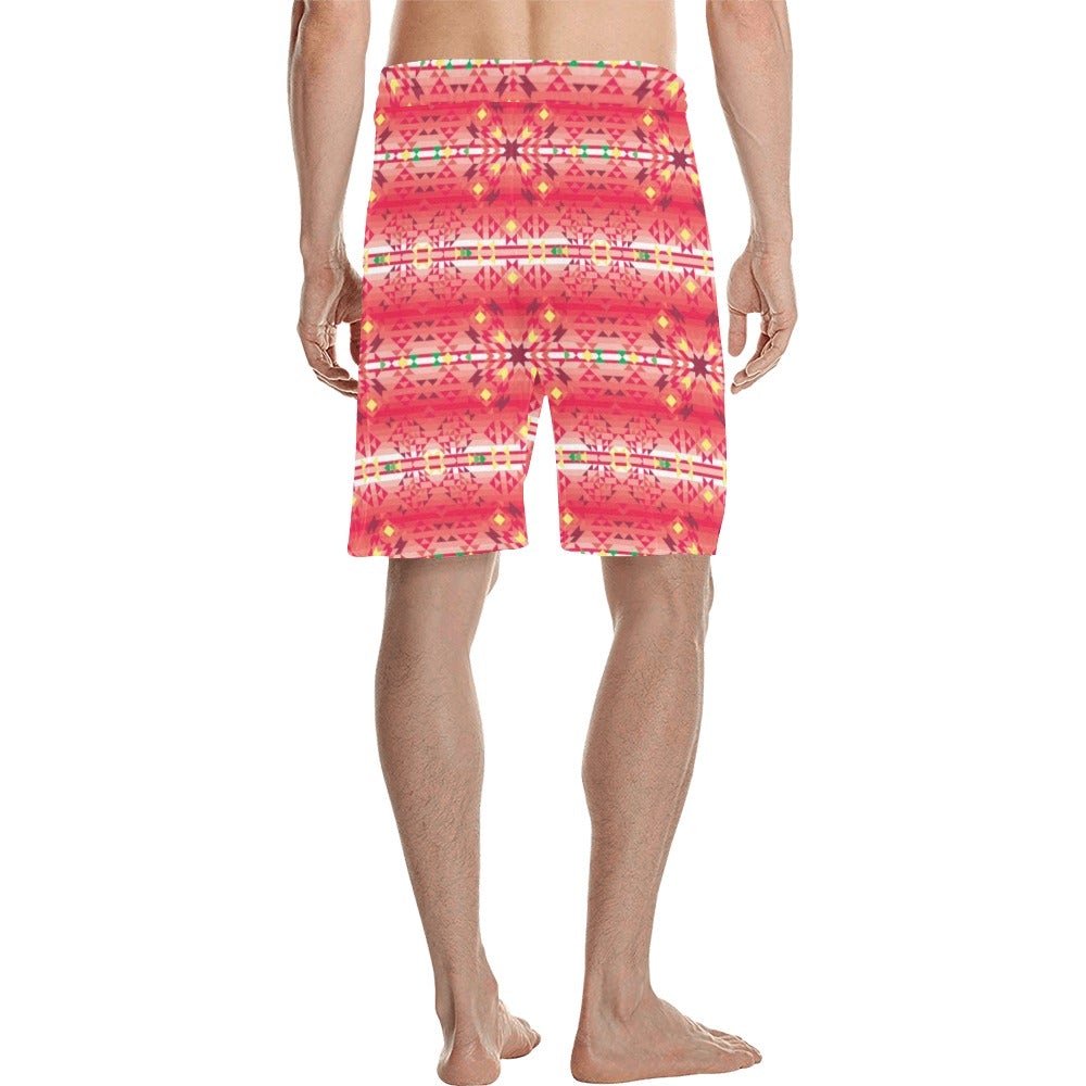 Red Pink Star Men's All Over Print Casual Shorts (Model L23) short e-joyer 