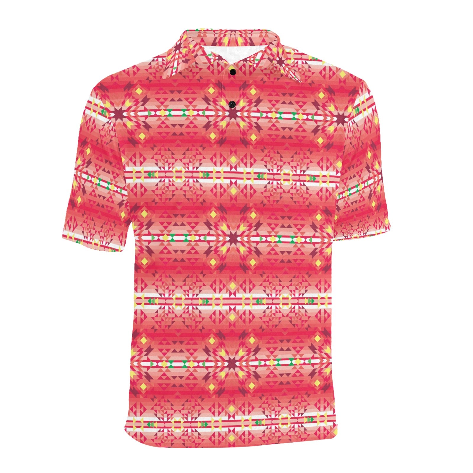 Red Pink Star Men's All Over Print Polo Shirt (Model T55) Men's Polo Shirt (Model T55) e-joyer 