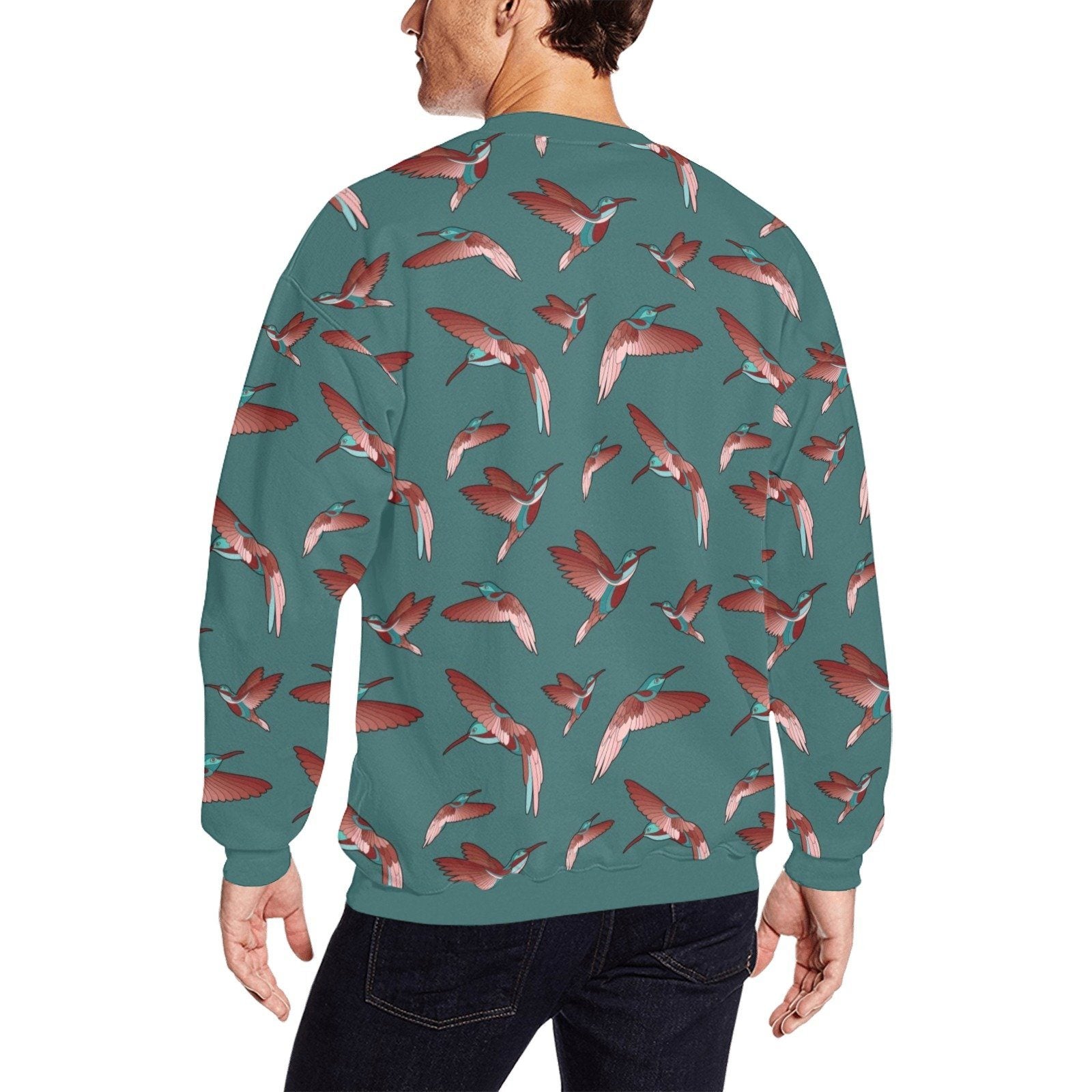 Red Swift Turquoise All Over Print Crewneck Sweatshirt for Men (Model H18) shirt e-joyer 