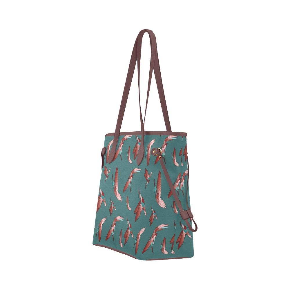 Red Swift Turquoise Clover Canvas Tote Bag (Model 1661) Clover Canvas Tote Bag (1661) e-joyer 