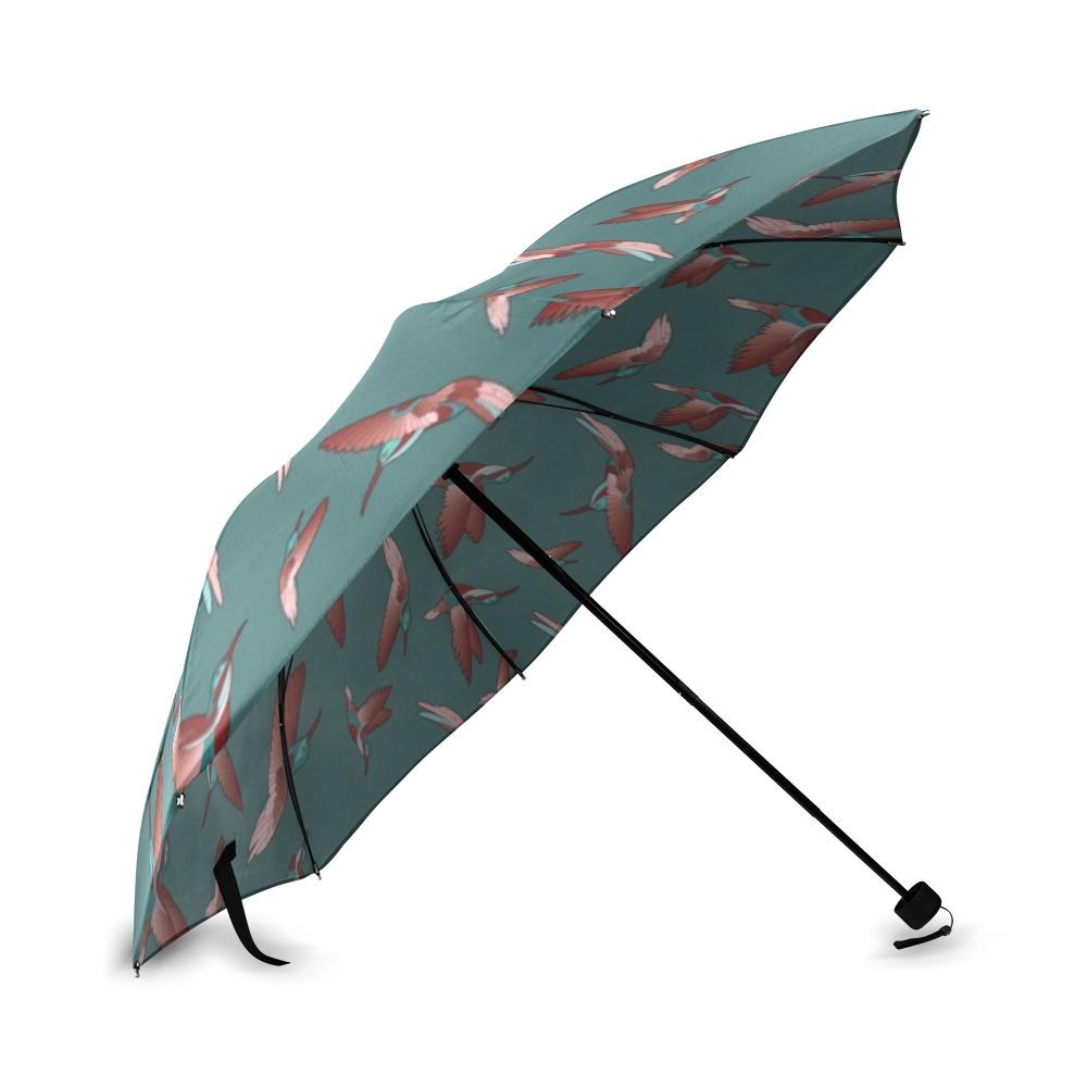 Red Swift Turquoise Foldable Umbrella (Model U01) Foldable Umbrella e-joyer 