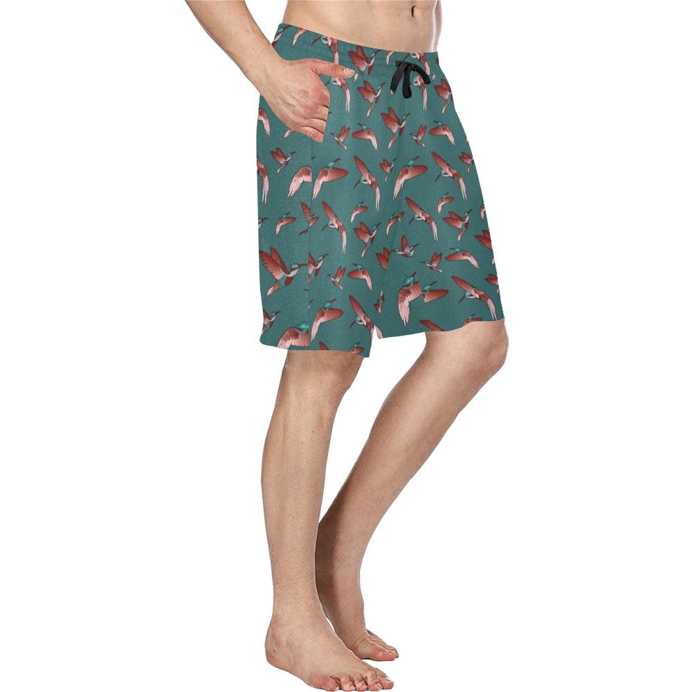 Red Swift Turquoise Men's All Over Print Casual Shorts (Model L23) short e-joyer 