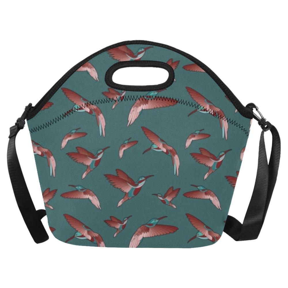 Red Swift Turquoise Neoprene Lunch Bag/Large (Model 1669) bag e-joyer 