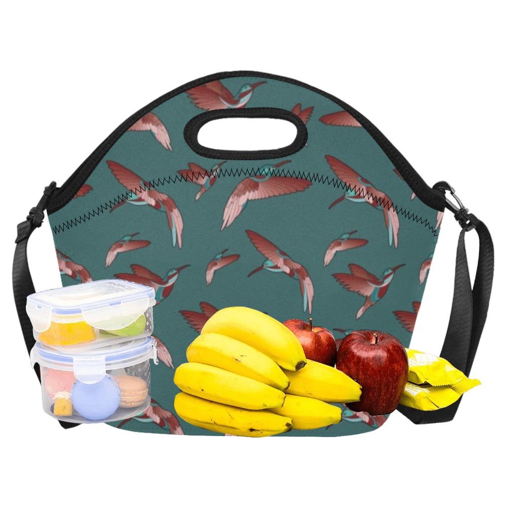 Red Swift Turquoise Neoprene Lunch Bag/Large (Model 1669) bag e-joyer 