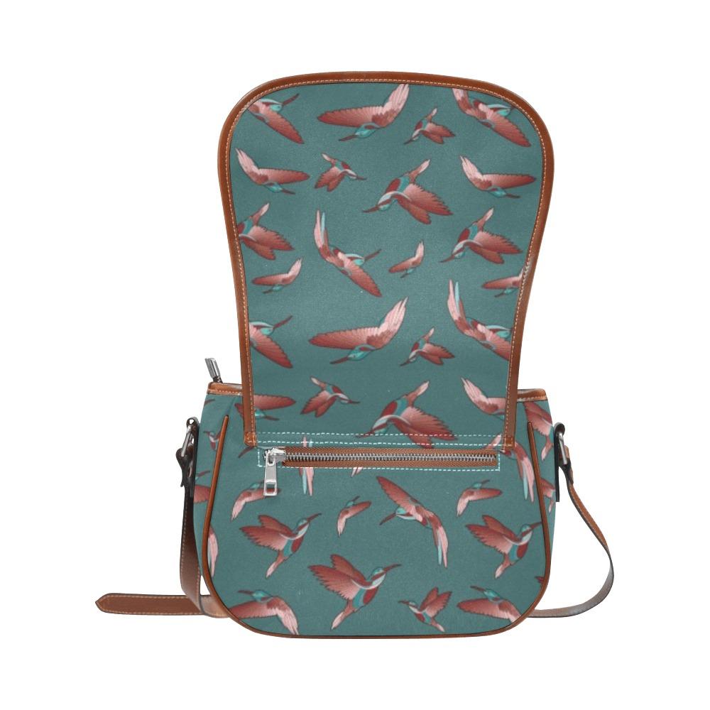 Red Swift Turquoise Saddle Bag/Small (Model 1649) Full Customization Saddle Bag/Small (Full Customization) e-joyer 