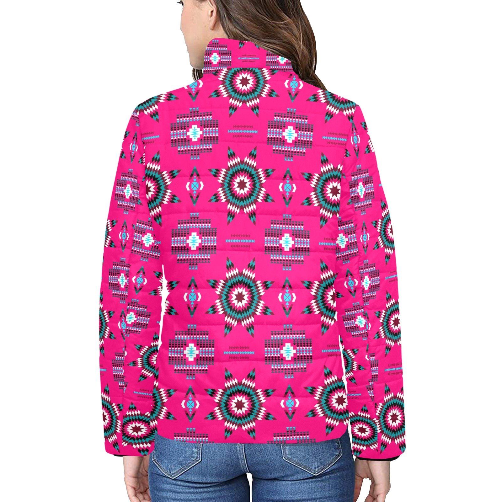 Rising Star Strawberry Moon Women's Stand Collar Padded Jacket (Model H41) jacket e-joyer 