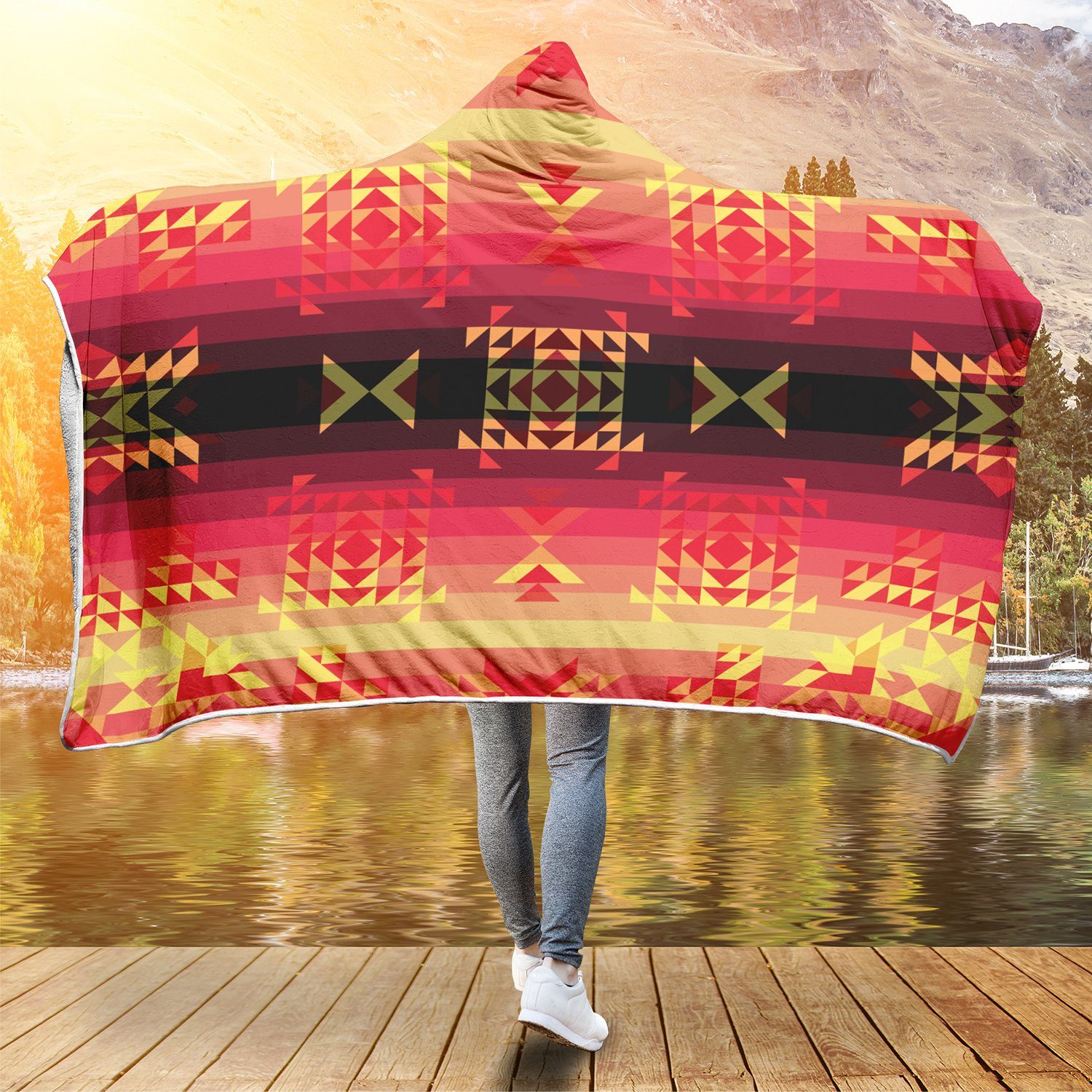 Soleil Fusion Rouge LG Hooded Blanket blanket 49 Dzine 