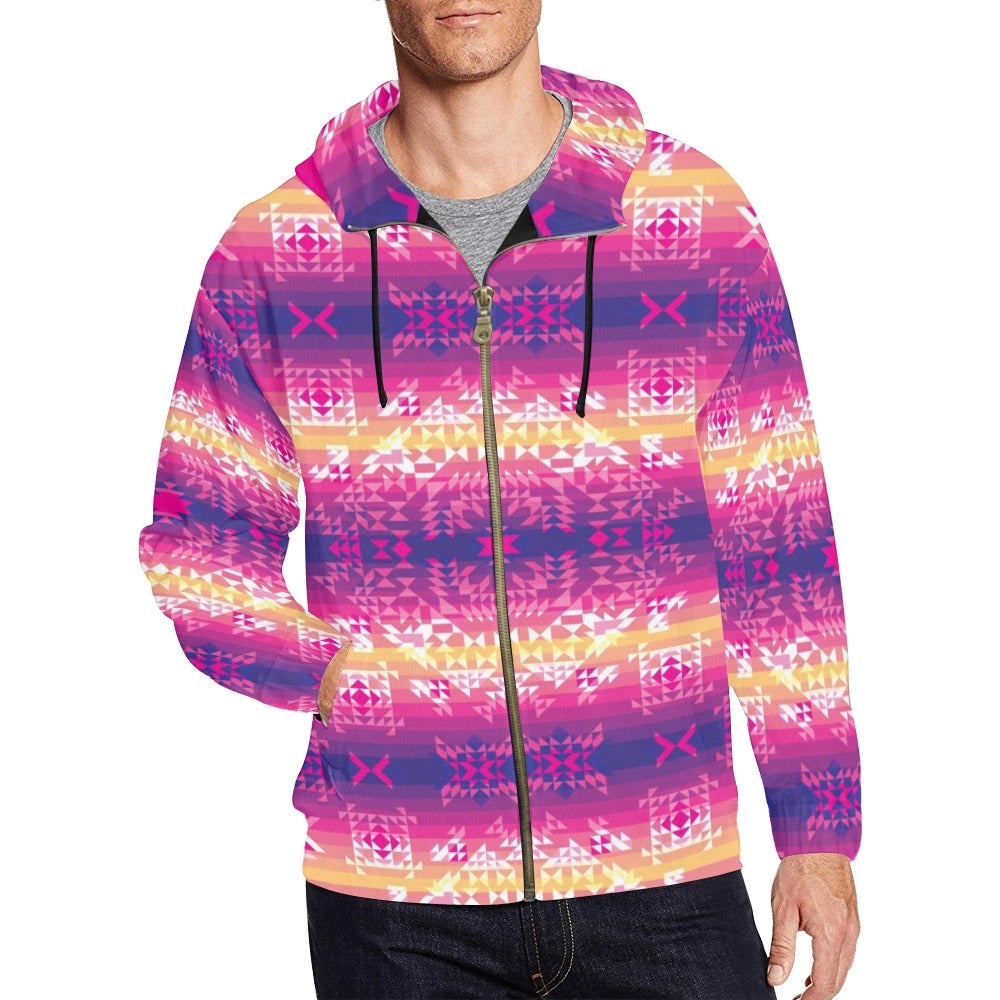 Soleil Overlay All Over Print Full Zip Hoodie for Men (Model H14) hoodie e-joyer 