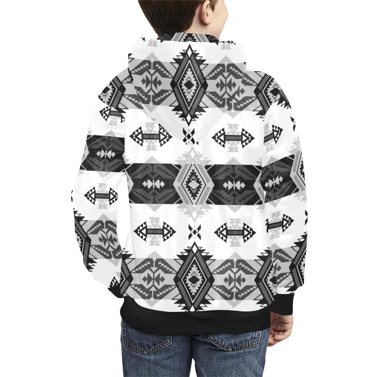 Sovereign Nation Black and White Kids' All Over Print Hoodie (Model H38) Kids' AOP Hoodie (H38) e-joyer 